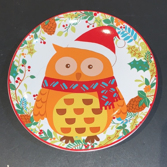 222 Fifth Christmas Friends Appetizer Dessert Plates Set of 4 Woodland Animal - Picture 6 of 6